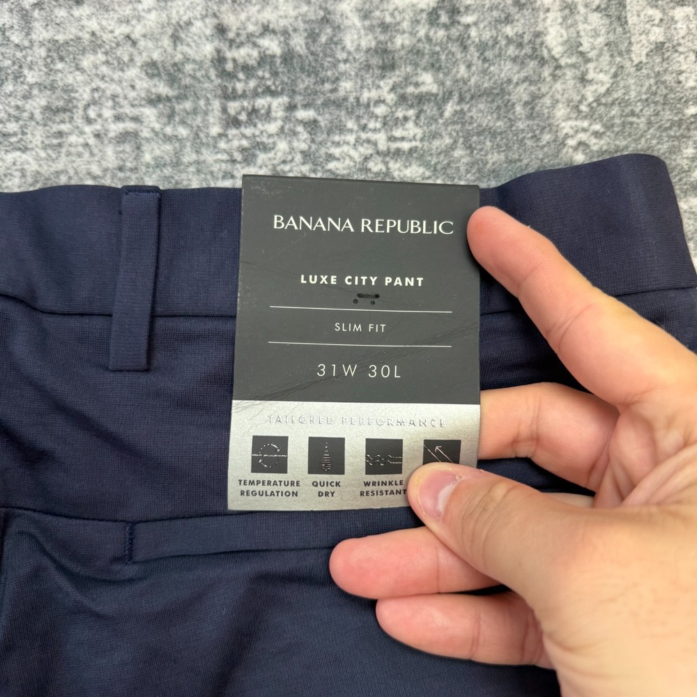 Banana Republic Luxe City Pants Mens 31x30 Navy Core Temp Performance Commuter - Picture 6 of 11